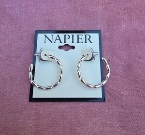 Napier Twisted Hoop Earrings in Silver NWT